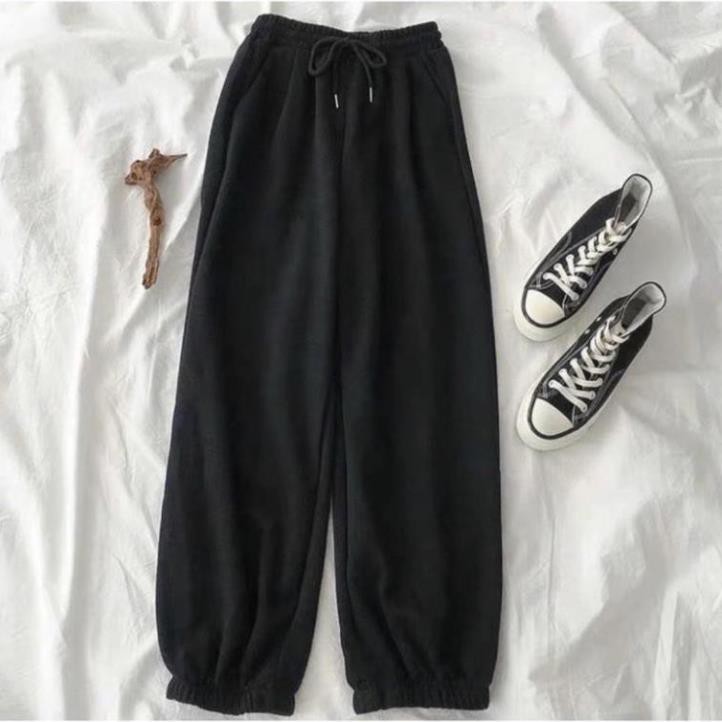 Quần ống rộng dáng jogger bo gấu nỉ da cá siêu Hot