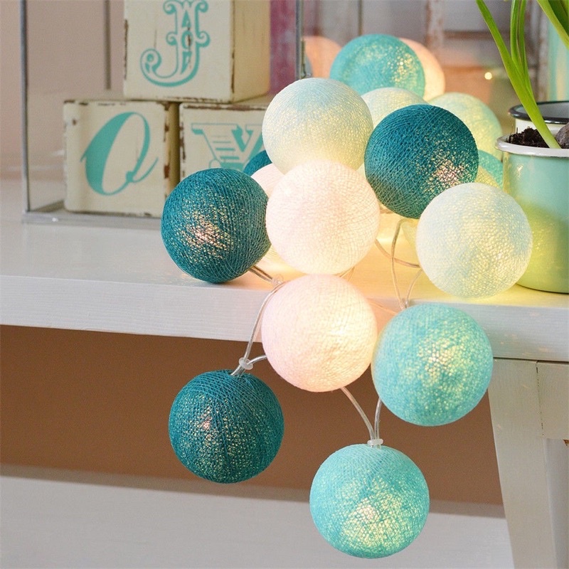 Đèn LED dây 20 bóng tròn với đầu cắm điện/ pin AA dùng trang trí không gian tiệc MS001