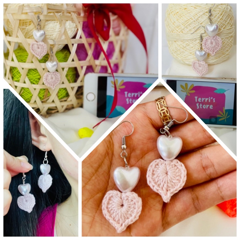 Earrings - Bông tai Handmade thủ công nhiều mẫu làm bằng len sợi - Tone màu Hồng Pastel