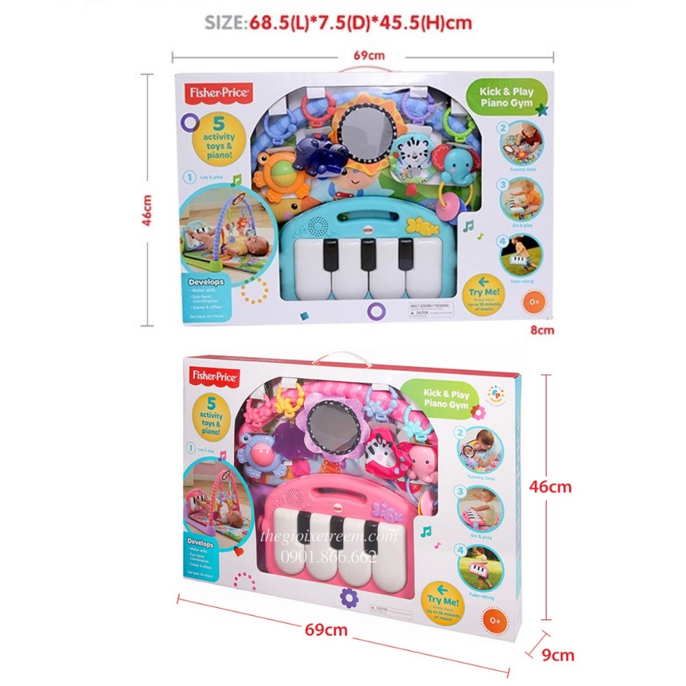 Thảm nhạc nằm chơi cao cấp cho bé Fisher Price BMH48 [Hàng chính hãng nhập khẩu]