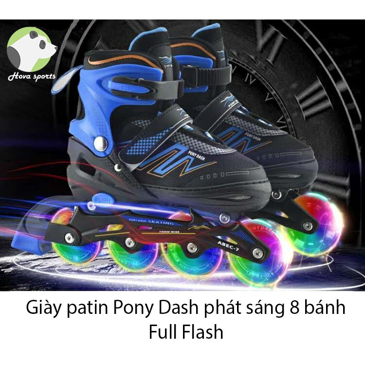 Giày trượt patin Pony Dash 8 bánh phát sáng full flash có thể điều chỉnh to nhỏ