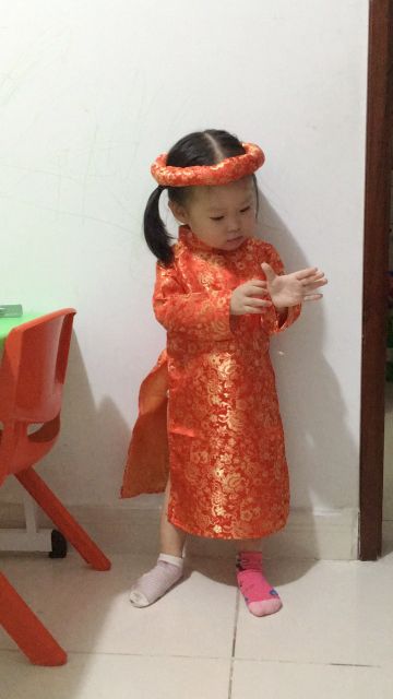 Áo Dài Kèm Mấn Cho Bé Mặc Đi Tiệc Cưới, Mùa Tết, Mùa Xuân