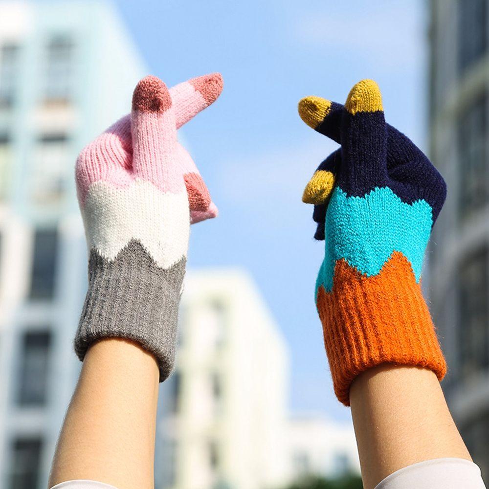 TWINKLE Găng Tay Len Co Giãn Màu Sắc Tương Phản Thời Trang Cho Nam Và Nữ