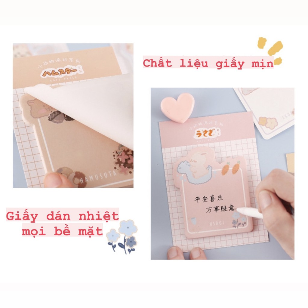 Tập 30 Tờ Giấy Note, Giấy Dán Ghi Chú, Sticky Note Hoạ Tiết Gấu Mèo Phong Cách Hàn Quốc Dễ Thương Tiện Lợi ST349