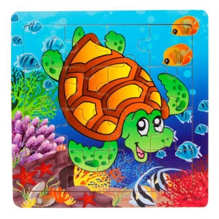 [16 miếng] Đồ chơi ghép hình gỗ puzzle