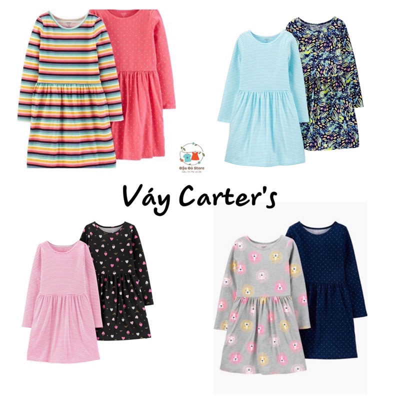 Váy dài tay Bé Gái CAR.TER hàng VNXK xuất dư xịn - Váy thu đông bé gái cotton mềm mịn