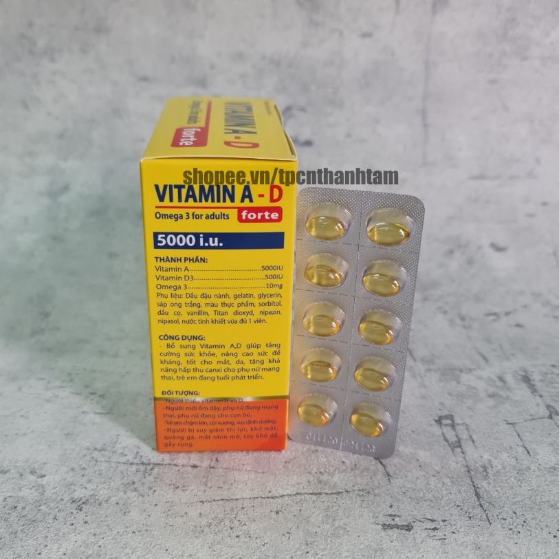 Viên uống bổ sung VITAMIN A-D giúp bố sung vitamin A,D tăng cường sức khỏe – Hộp 100 viên