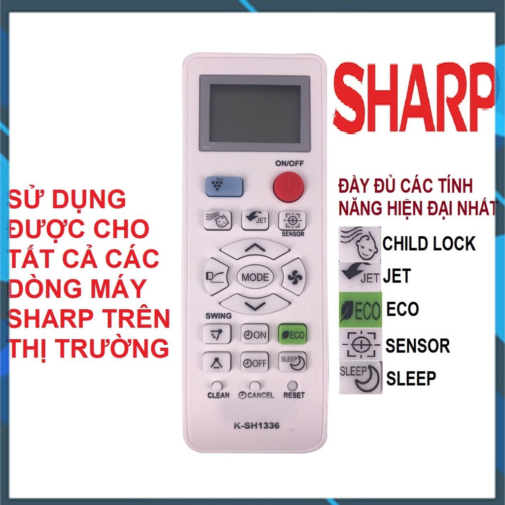 [Rẻ vô địch] Remote máy lạnh SHARP K-SH1336 - Điều khiển điều hòa SHARP K-SH1336