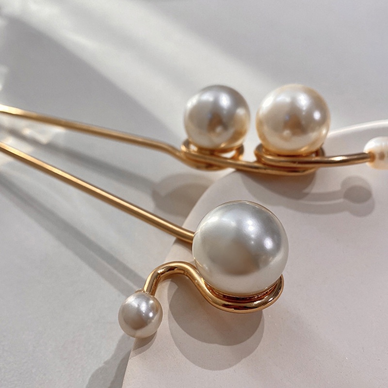 Trâm cài tóc kim loại đính đá hạt châu sang chảnh phong cách Hàn Quốc