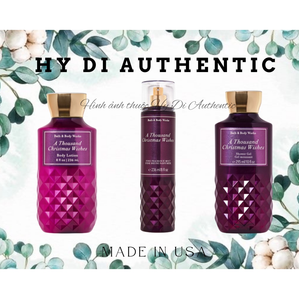 FULL SIZE A THOUSAND CHRISTMAS WISHES - XỊT THƠM DƯỠNG THỂ BATH & BODY WORKS USA