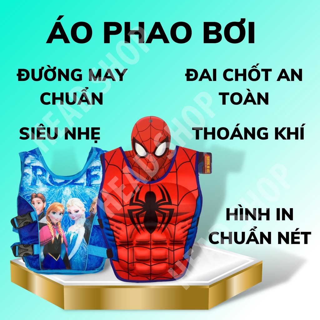 ÁO PHAO BƠI CHO BÉ, ÁO PHAO TẬP BƠI HỌA TIẾT SIÊU NHÂN, CÔNG CHÚA mã PB CHO TRẺ THA HỒ BƠI LỘI HEADSHOP
