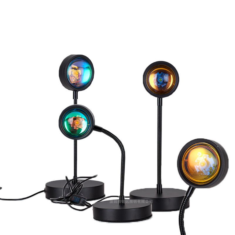 Ins Italian Sunset Light Rainbow Color Sun Projection Chandelier Living Room Creative Decoration Floor Robot Sunset Night Lamp Selfie Lights Mirror Light Studio Light Grow Light Ring Light