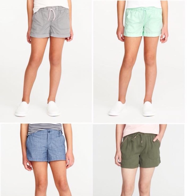 Quần short vải kaki + linen bé gái Old Navy.