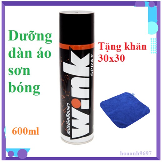 Chai xịt Wink LUBE71 Spray 600ml + khăn [ bóng nhanh, dưỡng bóng dàn áo, làm đẹp xe lube 71 nhập khẩu Thái Lan ]