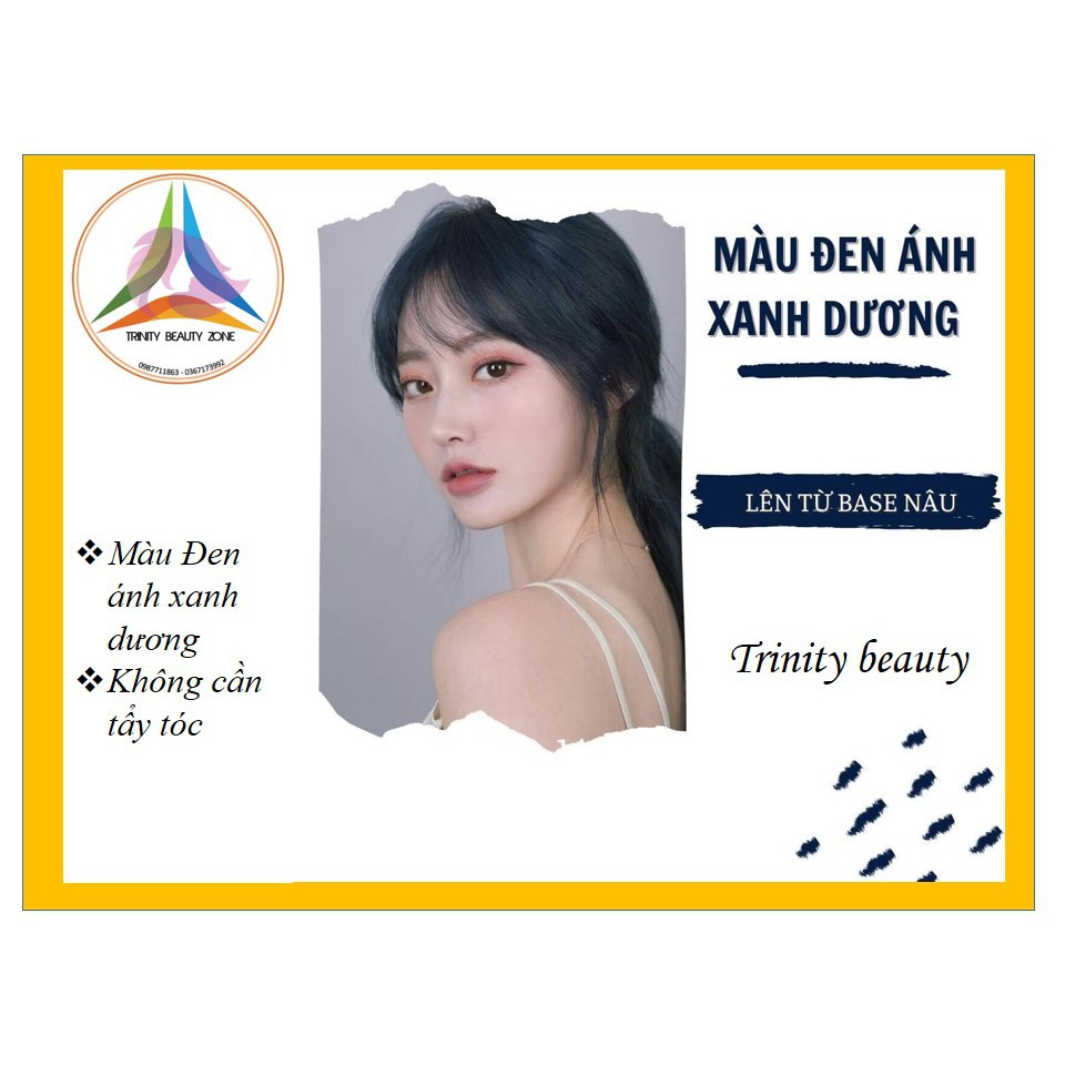 Thuốc nhuộm tóc Màu ĐEN ÁNH XANH DƯƠNG tặng kèm oxy+lược+gang tay