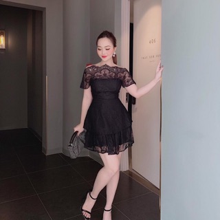 Đầm xoè ren tâng tay con