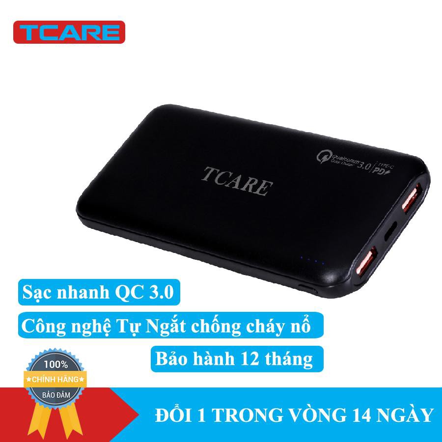 Pin sạc dự phòng 10000mAh Sạc Nhanh QC 3.0 Tcare T365