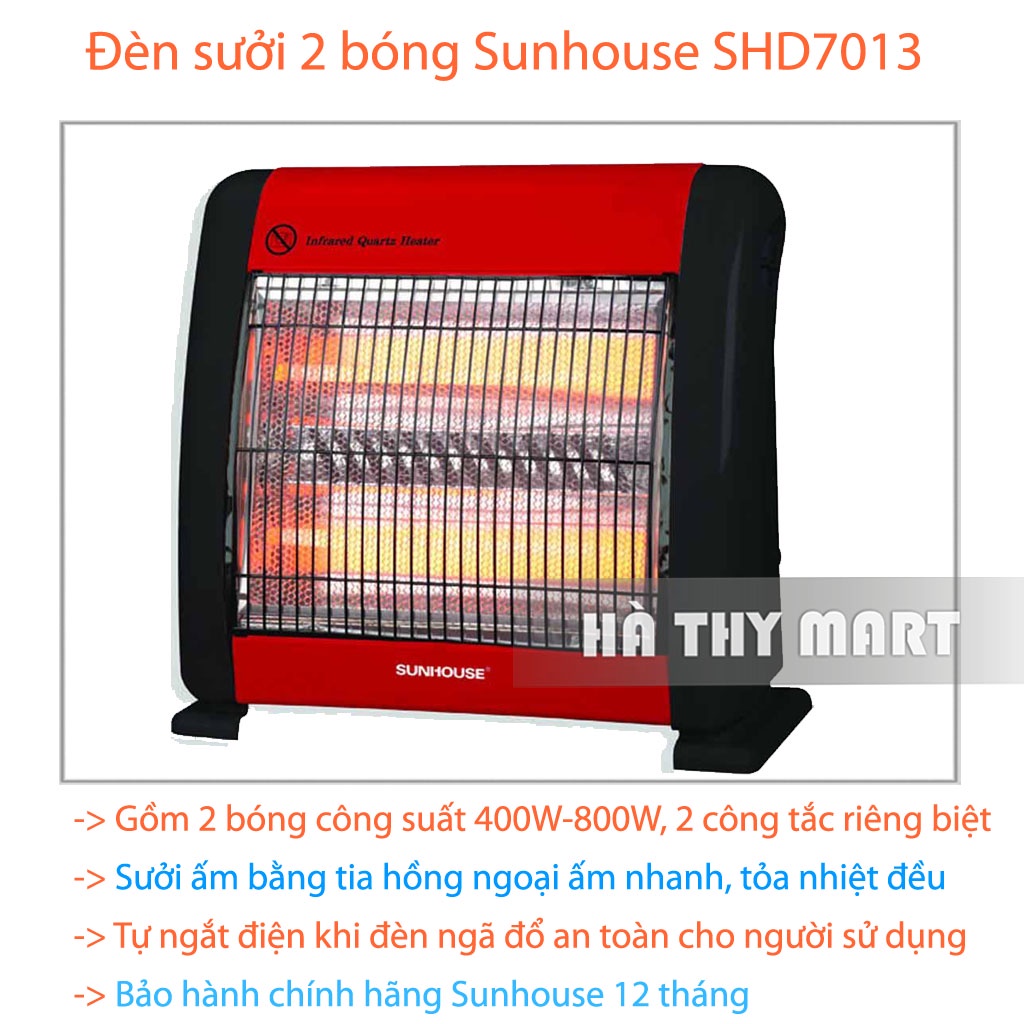 Quạt sưởi Sunhouse 2, 3 bóng SHD7016/7013 (Chính Hãng BH 12 Tháng)