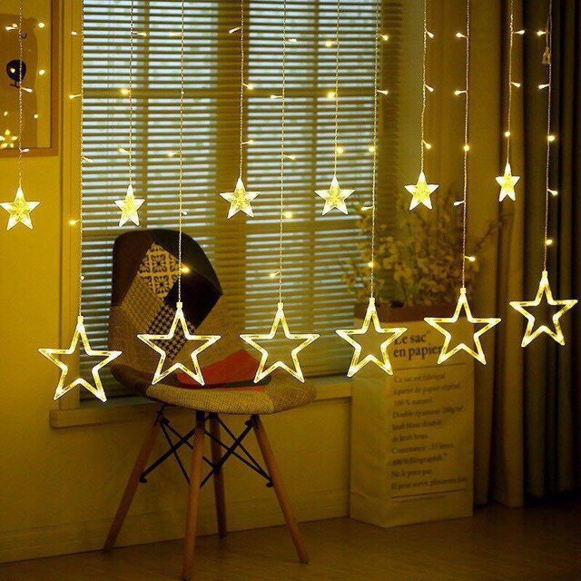 Đèn Rèm Ngôi Sao Nhấp Nháy - Đèn Trang Trí - Dây Đèn Led Lấp Lánh Đêm Noel