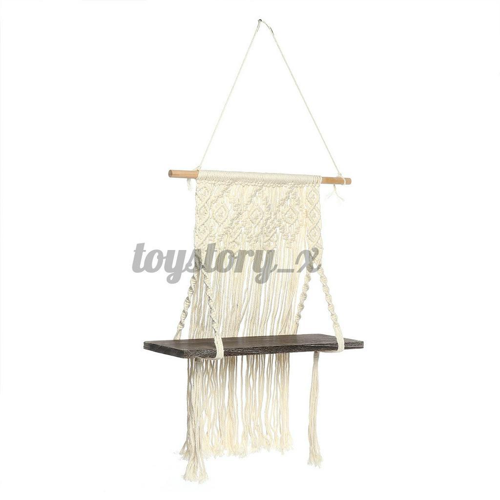 Kệ để đồ treo tường có thảm dây thừng đan kiểu macrame trang trí nhà cửa