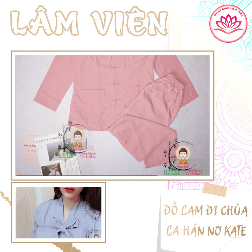 Đồ lam đi chùa – Bộ La Hán Nơ Hàng Loại 1 Vải Kate Đẹp Mịn Dày Dặn Thoáng Mát Thoải Mái Bộ quần áo đi lễ chùa kín đáo