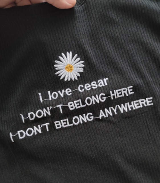 Áo croptop ôm thêu hoa cúc, hình thật 3 ảnh cuối