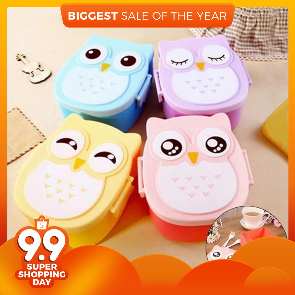 Cute Cartoon Owl Lunch Box Portable Bento Box