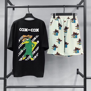 [UNISEX] SET SHORT CARTOON + ÁO THUN TAY LỞ - SET QUẦN SHORT PERRY + ÁO THUN PERRY