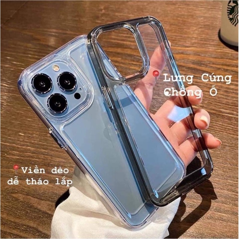 (CÓ 14/14promax) Ốp lưng iphone trong siêu dày lưng cứng chống va đập chống ố 7/7plus/8/x/xs/11/12/13/pro/max/promax