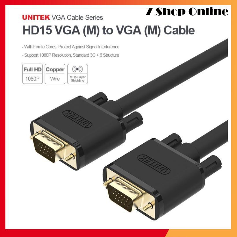 🎁 Cáp Vga UNITEK 1.5M/3M (YC 503G/504G)- Chính Hãng 100%, Bảo Hành 12 Tháng - 1 Đổi 1