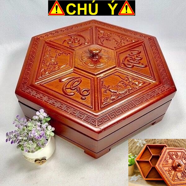 Khay Bánh Kẹo , Mứt Tết - Gỗ Hương Cao Cấp - CHẠM KHẮC PHÚC LỘC THỌ LOẠI LỚN ( ẢNH THẬT)
