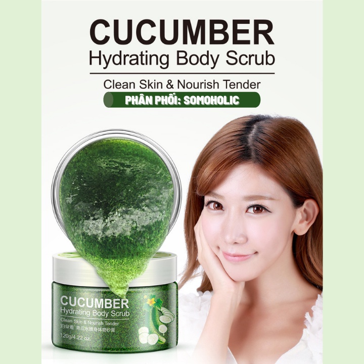 Tẩy da chết toàn thân body dưỡng da trắng sáng mềm mịn chiết xuất Cucumber Bioaqua Somoholic TDC1-CUCUMBER