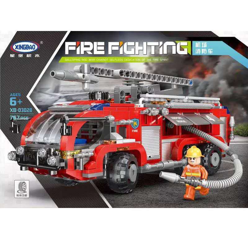 Bộ Xếp hình  Xe Chữa Cháy Sân Bay 757 khối Xingbao XB-03028 Fire Truck Airport Fire Truck