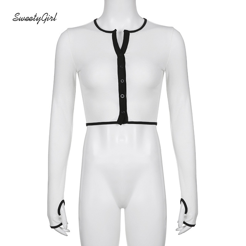 Áo Thun Tay Dài Cổ Chữ V Ôm Eo Phối Màu Tương Phản Thời Trang 2022 Cho Nữ