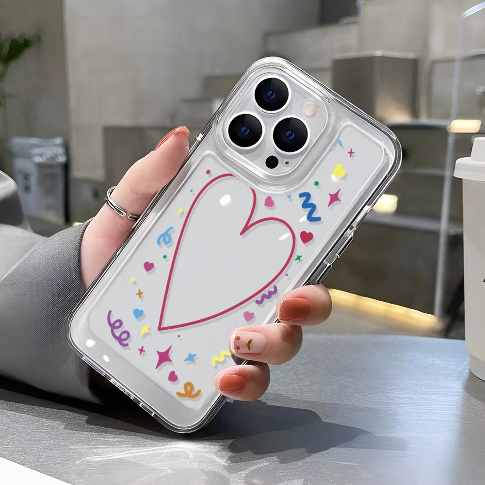 Ốp Điện Thoại Trong Suốt Họa Tiết Trái Tim Cho iphone 14 Pro Max 14 Plus 13 11 12 7Plus X XR XS Max 8 7