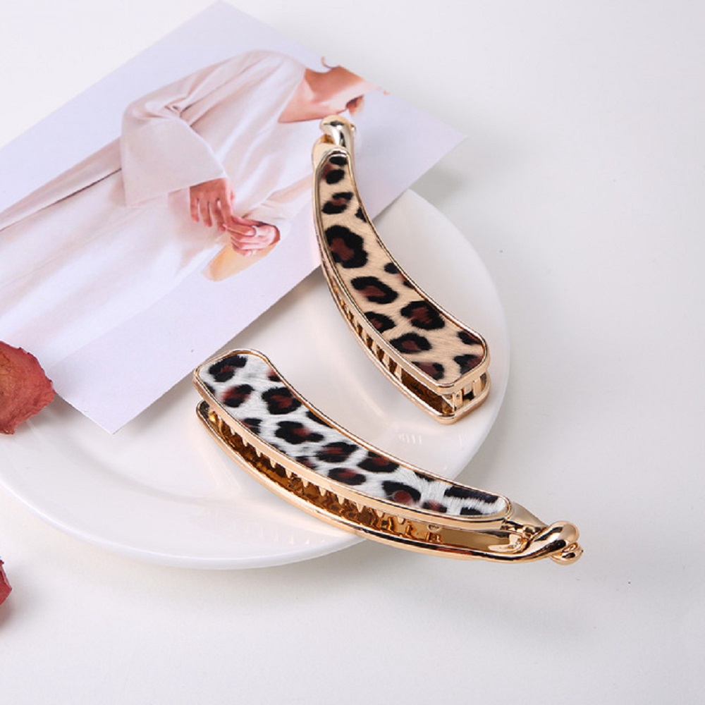 Kẹp Tóc Hình Trái Chuối Họa Tiết Da Báo Thời Trang Cho Nữ