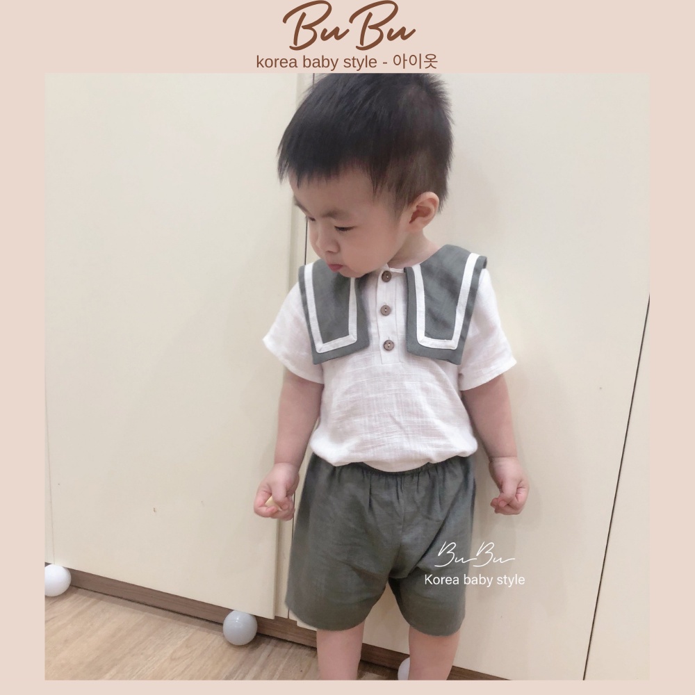 Set Đồ Thuỷ Thủ Thời Trang Cho Bé Trai - Chất Linen Xước Mềm ❤️ Hàng Thiết Kế BuBu