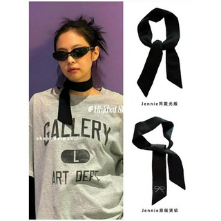 Jennie Studio Cùng Phong Cách Khăn Lụa Nữ Ngắn Đen Khăn Tất Cả Trận Đấu Cao Cấp Cảm Giác Mỏng Streamer Khăn Mùa Xuân Hè Hợp Thời Trang