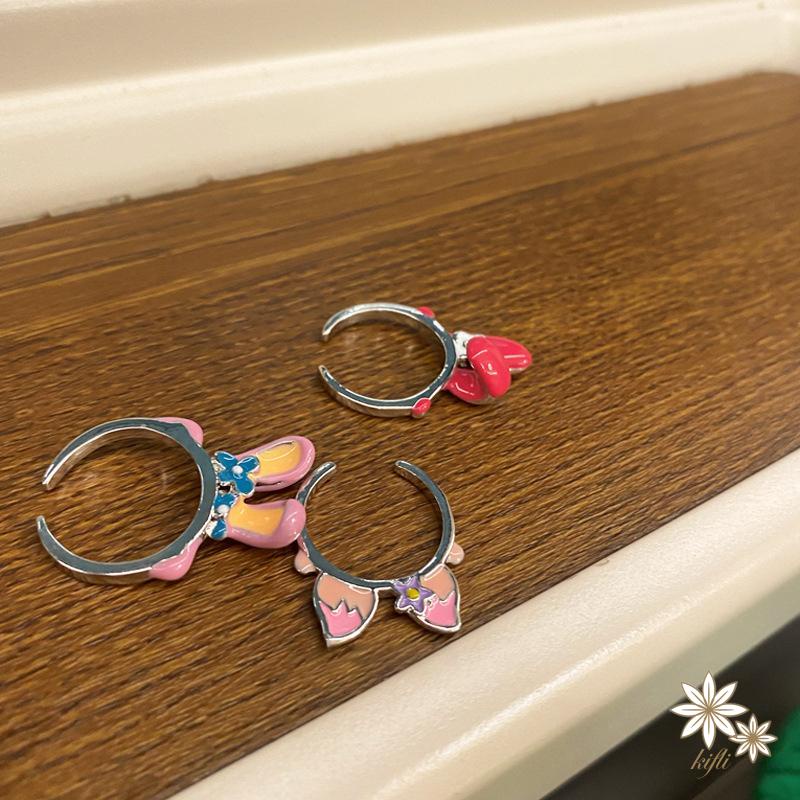 Nhẫn hở hình tai thỏ hoạt hình phong cách Hàn Quốc dễ thương cho nữ