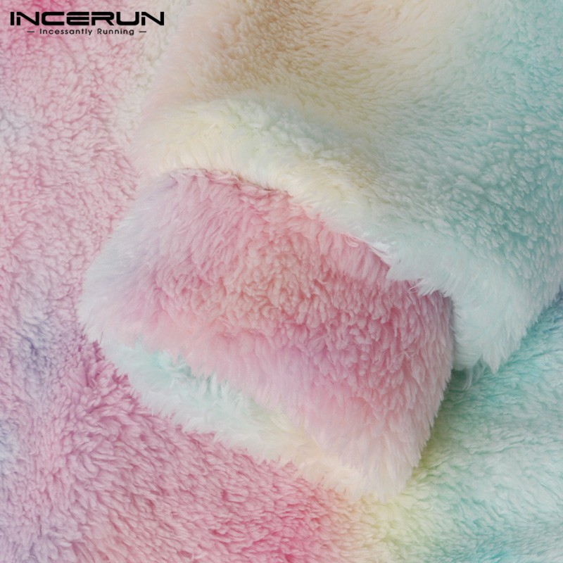 Áo hoodie INCERUN tay dài chất liệu lông nhung họa tiết nhuộm nhiều màu sắc thời trang mùa đông cho nam | BigBuy360 - bigbuy360.vn