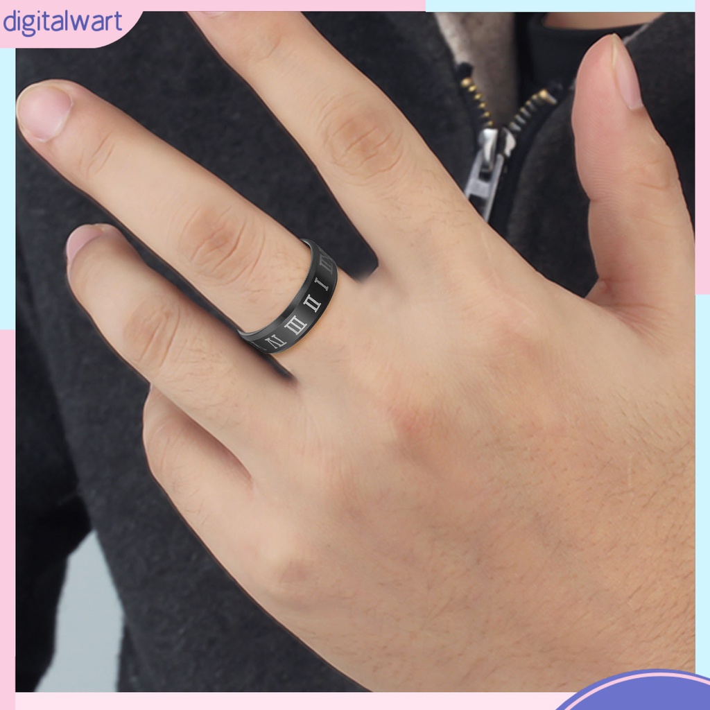 Nhẫn thép không gỉ họa tiết số la mã thời trang