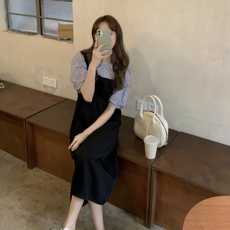 Set yếm dáng suông hoa nhí