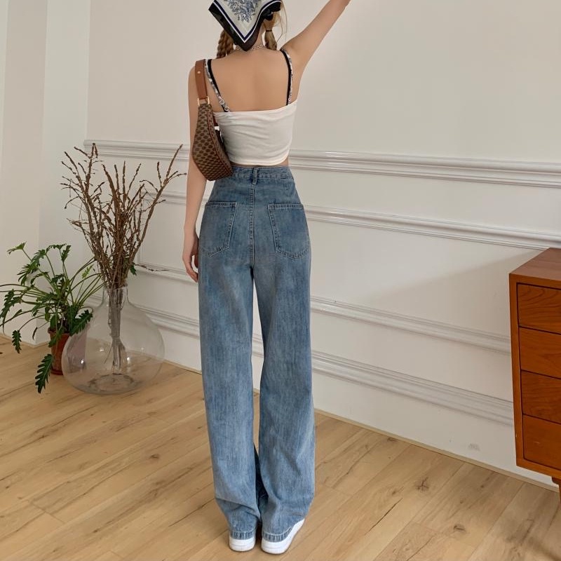 Quần Jeans Nữ Lưng Cao Ống Rộng Thời Trang Hàn Quốc
