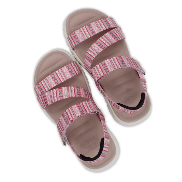 Giày sandal quai chéo nữ, xăng đan cực êm NESTY SB12-DHC hồng thổ cẩm