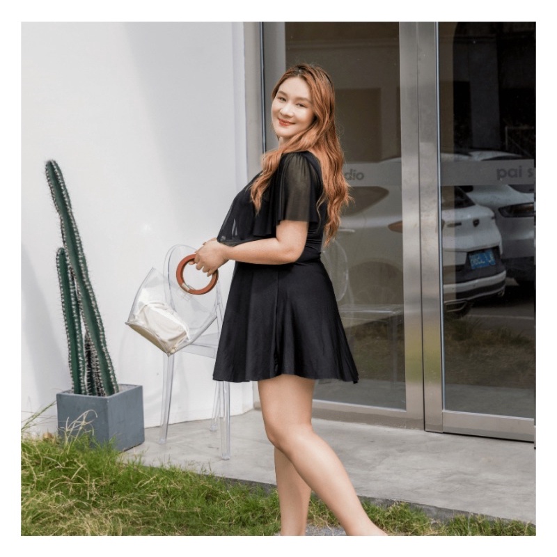 Bộ bơi big size màu đen đầm kín đáo đi biển size 70-80kg