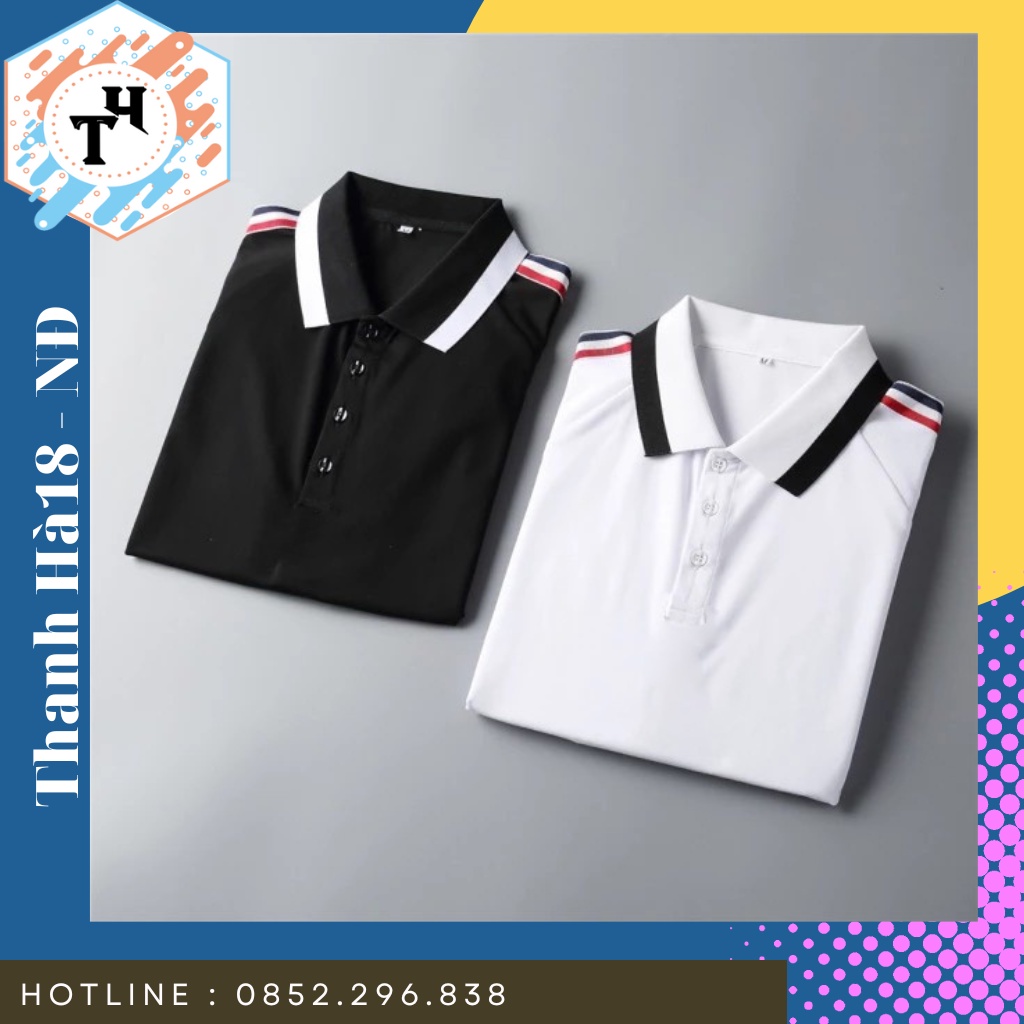 Áo Polo trơn họa tiết sọc vai thời trang đơn giản cực đẹp cho nam nữ