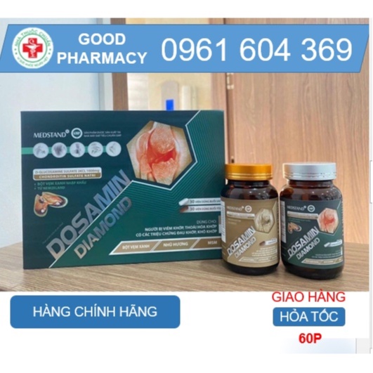 Dosamin Diamond - Hỗ trợ làm trơn ổ khớp, ngăn thoái hóa khớp Medstand (Hộp 2 lọ*30 Viên)