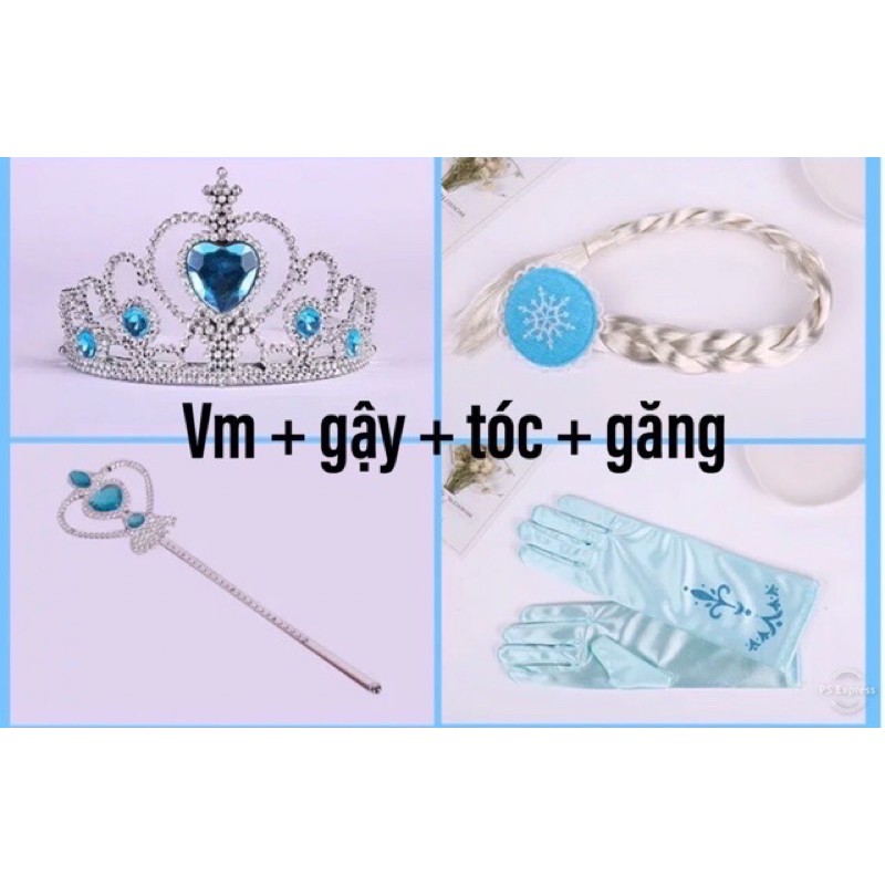 Phụ kiện hoá trang vương miện đũa thần tóc giả găng tay công chúa Elsa Frozen