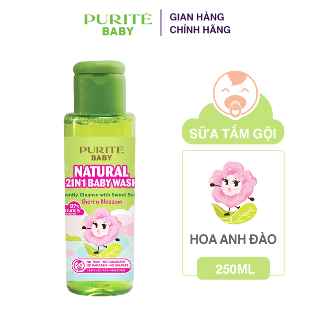 [MKB Gift - chỉ giao miền Nam] Sữa Tắm Gội Thiên Nhiên Purité Baby Hoa Anh Đào 60g