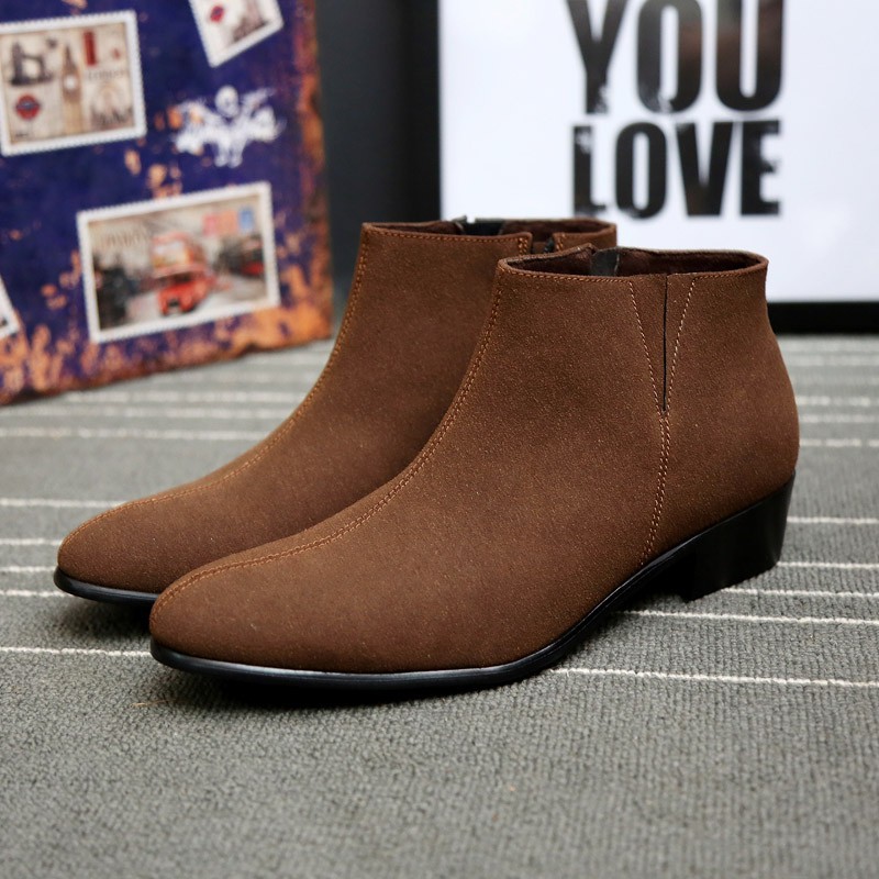 Giày bốt da lộn khóa kéo phong cách vintage thời trang cho nam . 2020 new